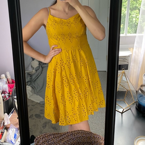 Flattering Fit and Flare Yellow Dress - Picture 3 of 3